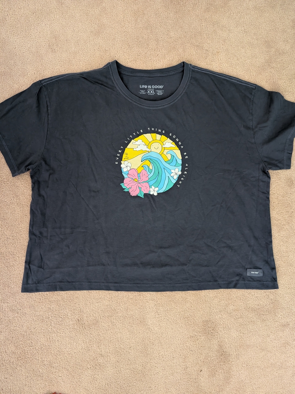 Life Is Good Black Boxy Crusher Tee